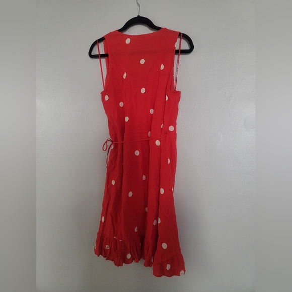 Rails Madison Scarlet PolkaDots Mini Wrap 100% Rayon dress Size L - Picture 14 of 16